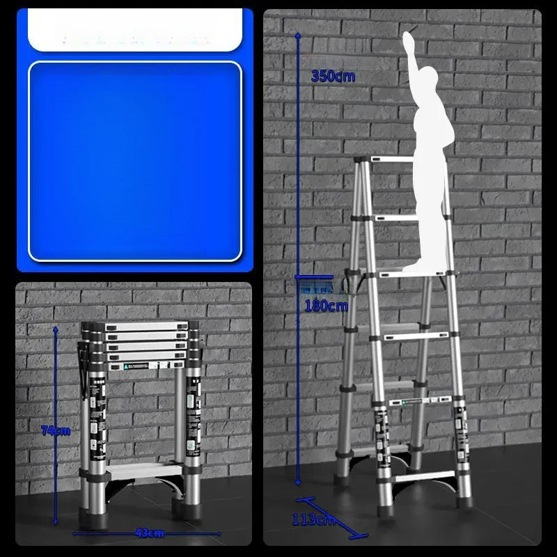 Professional Aluminum Alloy Multifunctional Telescopic Zigzag Ladder Household Staircase Indoor Lifting And Folding Ladder