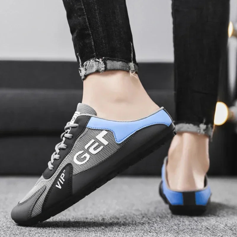 2024 New Men Slippers Trend Baotou Shoes for Men Summer Breathable Casual Shoe Vulcanized Flats Male Sneakers Half Slip-on Shoes