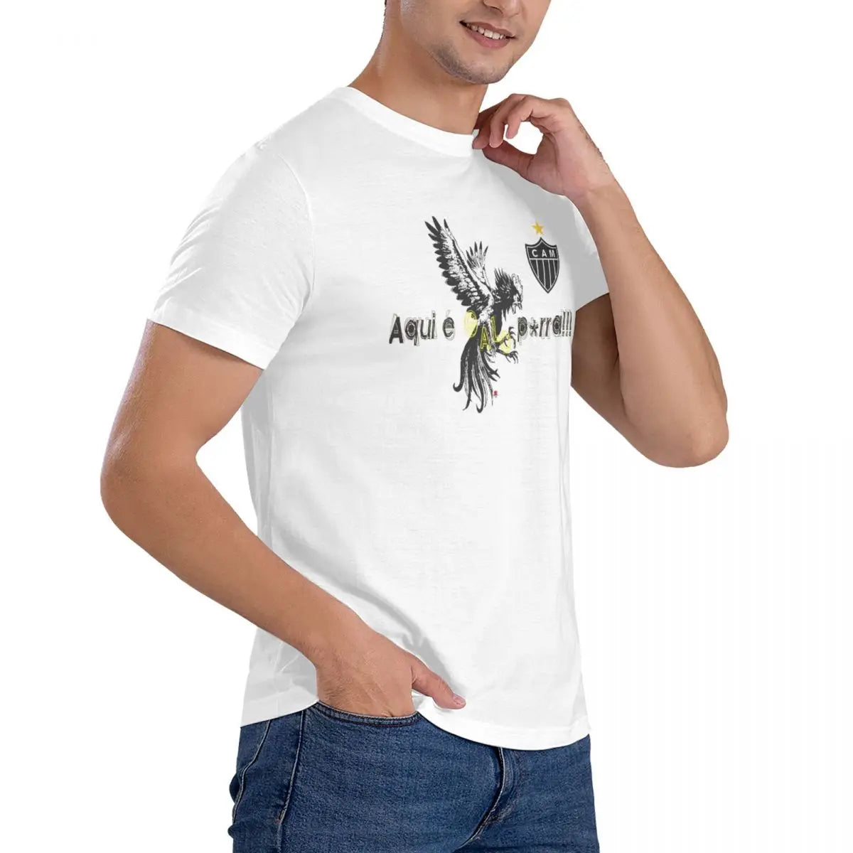 Men Aqui E Galo T Shirts Clube Atletico Mineiro Cotton Tops Funny Short Sleeve Crewneck Tee Shirt Summer T-Shirts