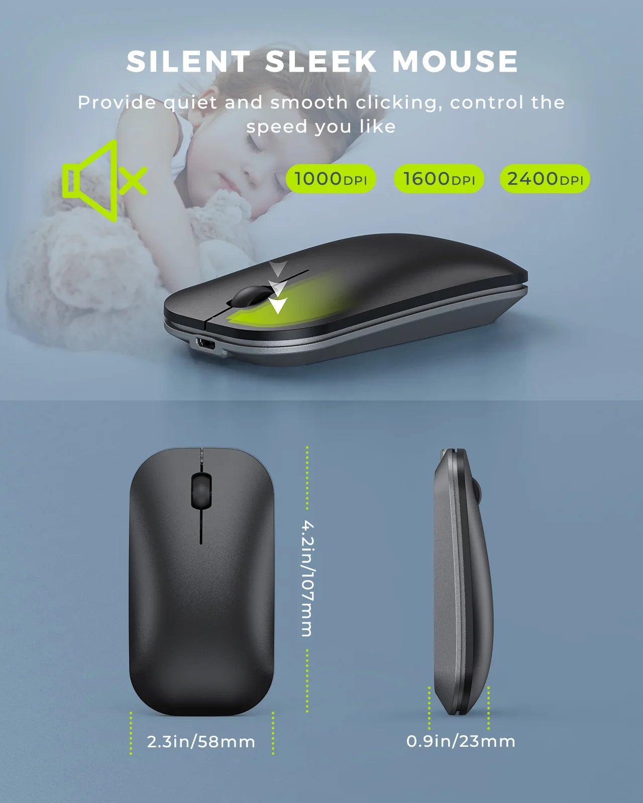 Seenda Wireless Bluetooth Keyboard and Mouse Combo Multi-Device Rechargeable Slim Keyboards and Mice for Win MacBook Pro Air