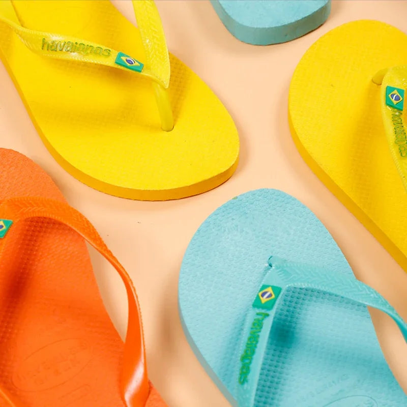 Outdoor Havaianas men's slippers solid color rubber anti slip men's word slippers