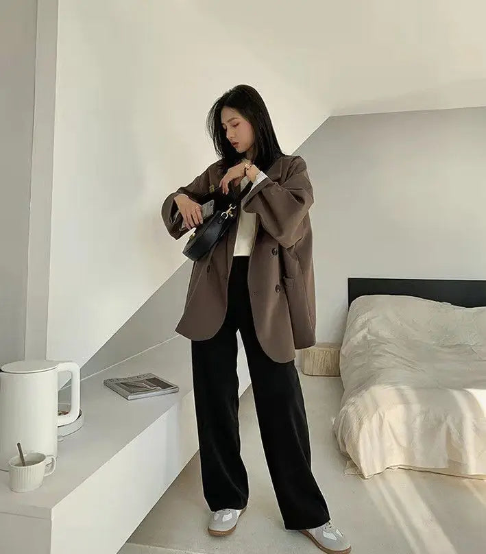 Women's Large Blazer Coats Spring Autumn Fashion Korean Version Loose Top Coat Office Work Clothes Grace Fall Jacket for Women