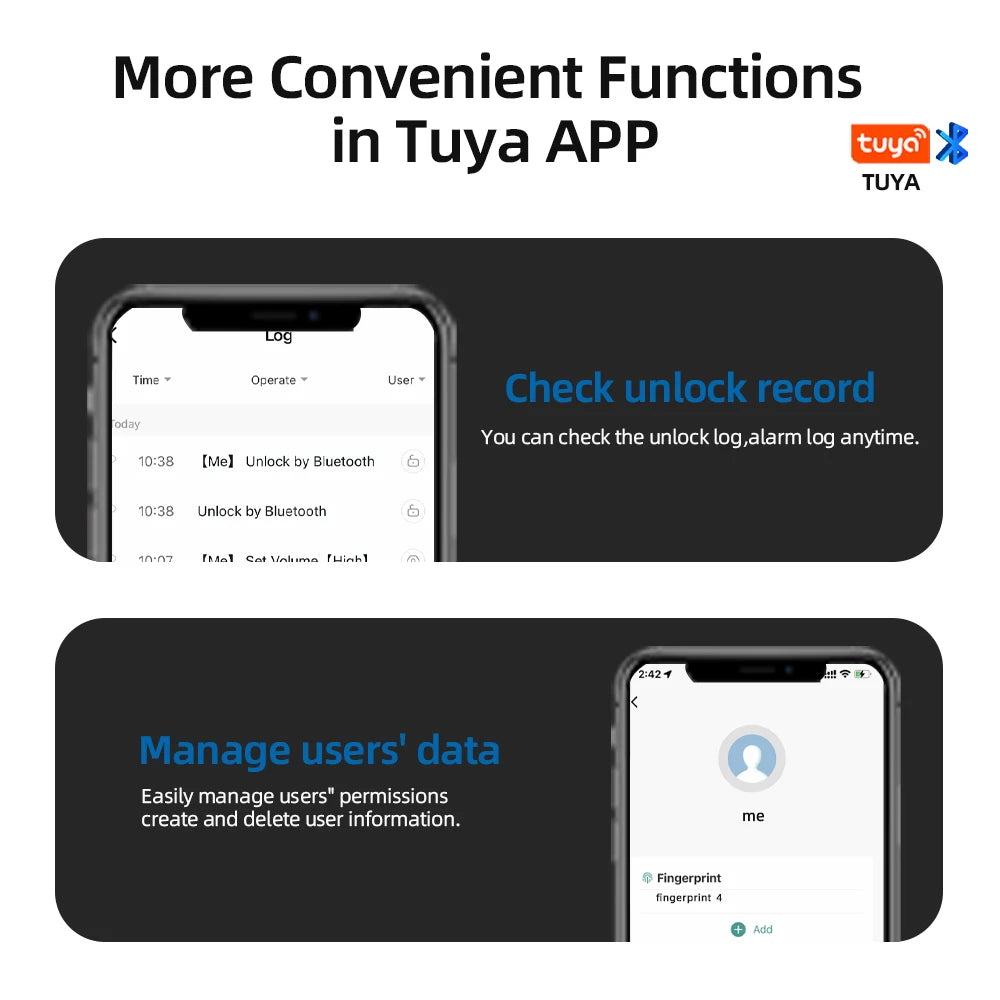 RAYKUBE Tuya BLE Fingerprint Door Lock Digital Electronic Lock with Password/Key/IC Card/ Smartlife/ Tuya APP Unlock