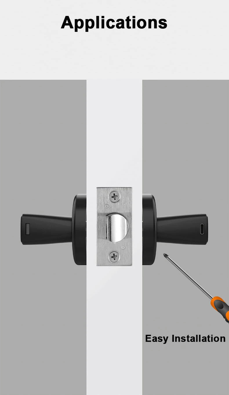RAYKUBE Tuya BLE Fingerprint Door Lock Digital Electronic Lock with Password/Key/IC Card/ Smartlife/ Tuya APP Unlock