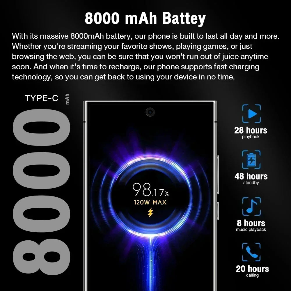HOT 2025 new S25 Ultra original intelligent 5G dual card dual standby Android 14 system global version 8000mAh battery
