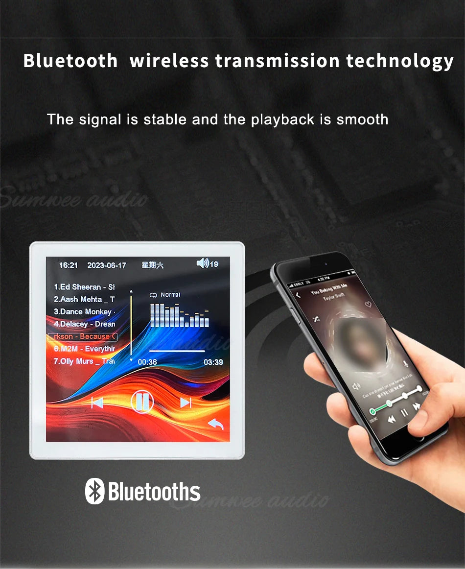 Min Wall Amplifier Bluetooth Smart Home Audio Touch Screen 4*20W Stereo Sound Music Panel background music Ceiling Speaker FM