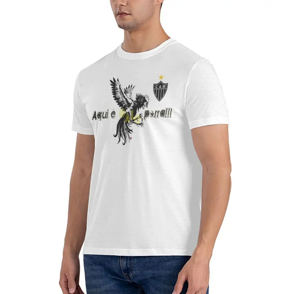 Men Aqui E Galo T Shirts Clube Atletico Mineiro Cotton Tops Funny Short Sleeve Crewneck Tee Shirt Summer T-Shirts