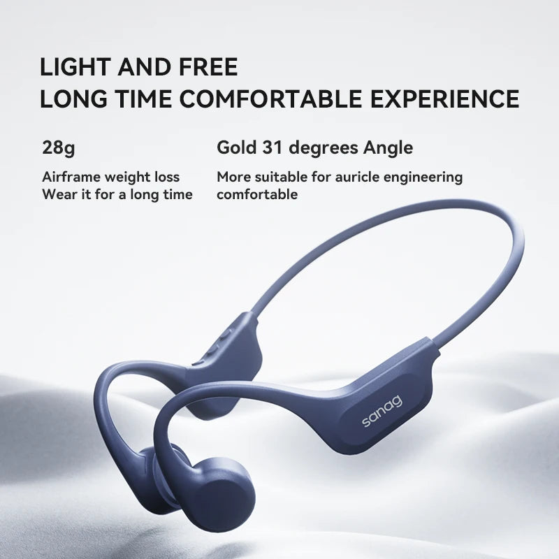 Sanag B60 True Bone Conduction Wireless Earphone Swimming Riding Bluetooth Headphones 64GB Memory MP3 Music Playback Earbuds