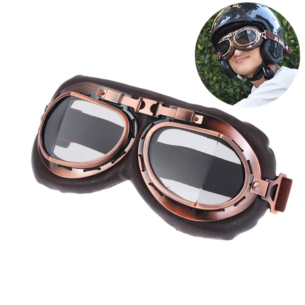 Pilot Retro Goggles Dustproof Lens Frame Motorcycle Glasses Cruiser Scooter Snowboard Protective Gears Eye Protection Sunglasses