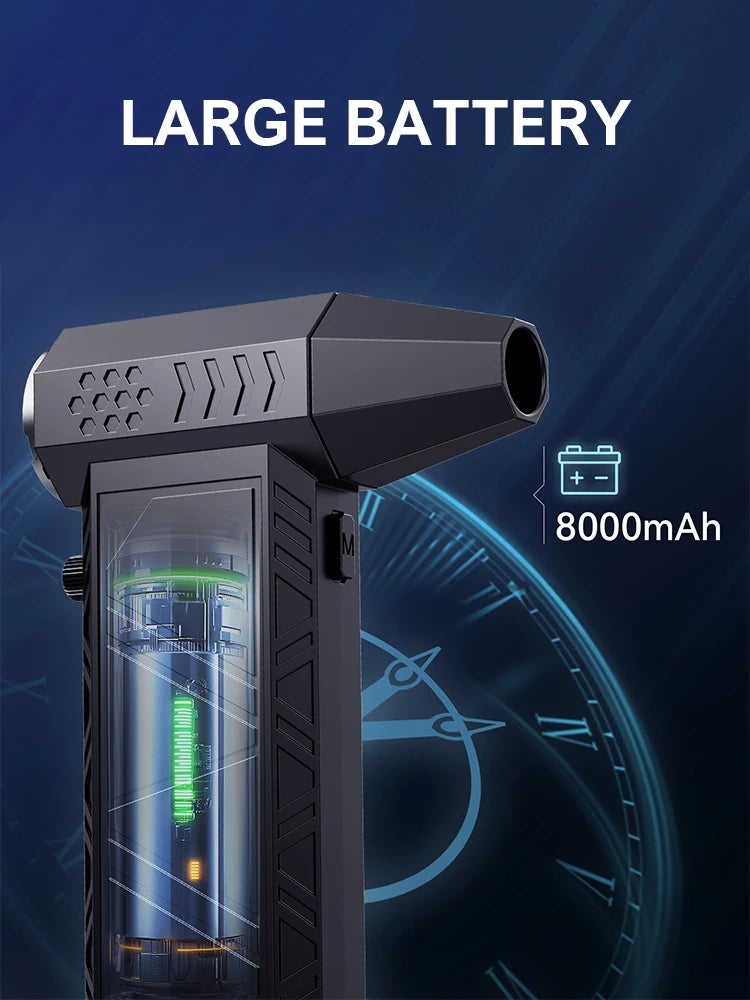Violent Fan 300000RPM Powerful Air Blower Vacuum Dust Cleaner Type-C Charging Strong Winds 53m/s Brushless Turbo Jet Blower 