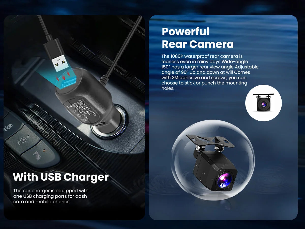 KQQ 4K Dash Camera for Car Ront and Rear Dual Lens Auto Car Dvr Built-in Wifi Support WDR Night Vision 24H Parking Monitor