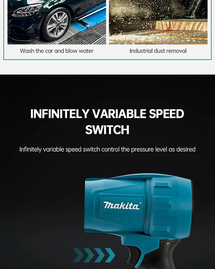 Makita Violent Blower 30000RPM Turbo Jet Fan Electric Air Duster Wind Speed Turbo Rechargeable with Light Car Cleanin 18V