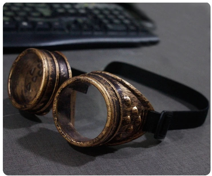 Kaleidoscope Rainbow Glasses Crystal Lenses Men Women Rivet Steampunk Goggles Cosplay Vintage Gothic Eyewear Motocross