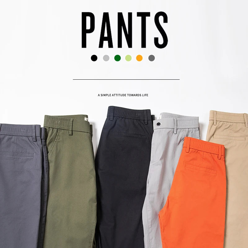 2024 Breathable 98% Cotton Thin Soft Fabric Men's Casual Pants Male Korean Summer New Brand Jogging Work Straight Slim Trousers