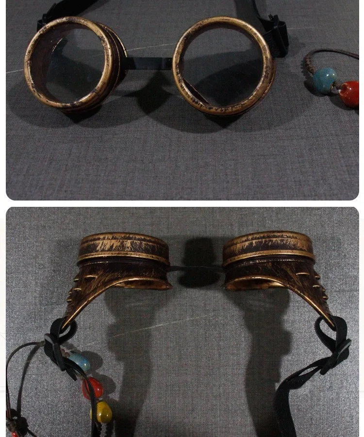 Kaleidoscope Rainbow Glasses Crystal Lenses Men Women Rivet Steampunk Goggles Cosplay Vintage Gothic Eyewear Motocross