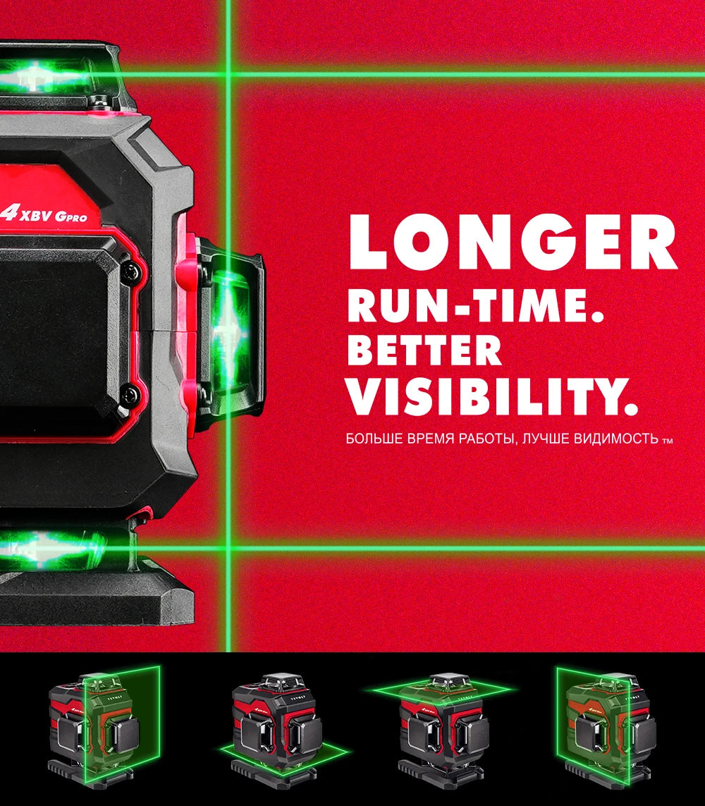 YEVOLT YVGLL4XS16B2 4-Plane Green Beam Laser Level Kit 4D 16 Lines Self-Leveling Remote Control Magnetic Bracket Measuring Tools