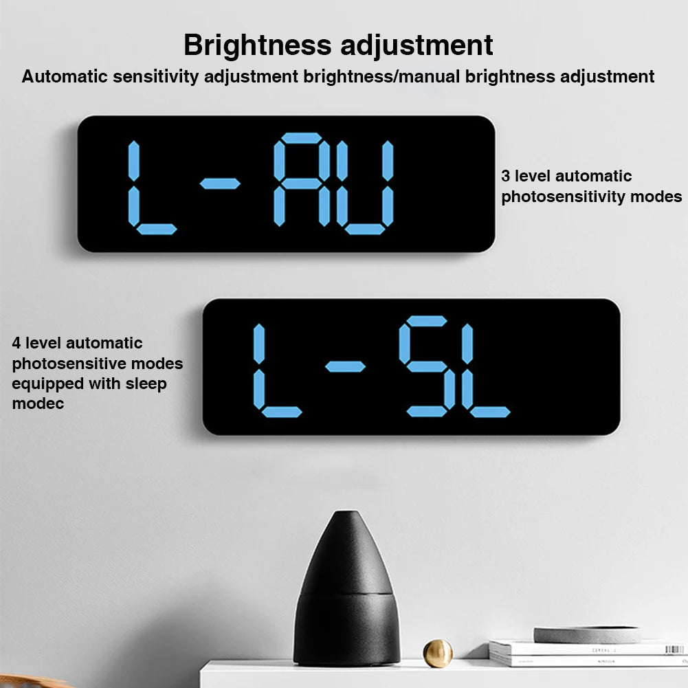 Digital Wall Clock Large LED Screen Time Week Temperature Humidity Display Electronic Alarm Clock For Bedroom Living Room Decor