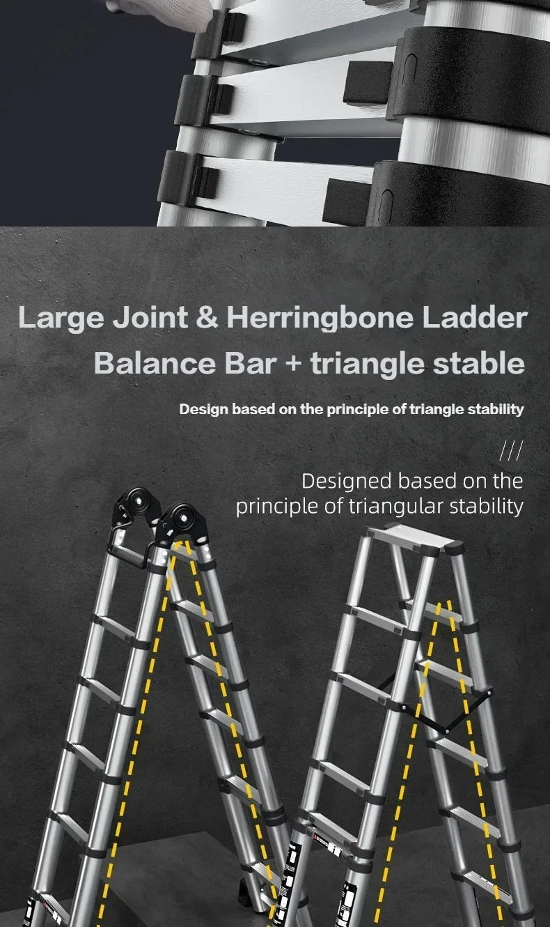 Professional Aluminum Alloy Multifunctional Telescopic Zigzag Ladder Household Staircase Indoor Lifting And Folding Ladder