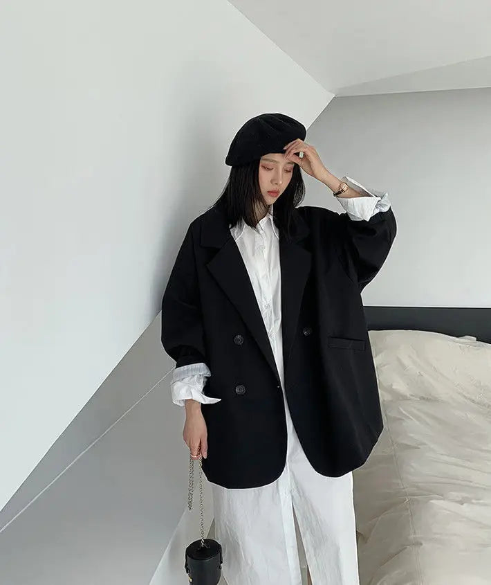 Women's Large Blazer Coats Spring Autumn Fashion Korean Version Loose Top Coat Office Work Clothes Grace Fall Jacket for Women