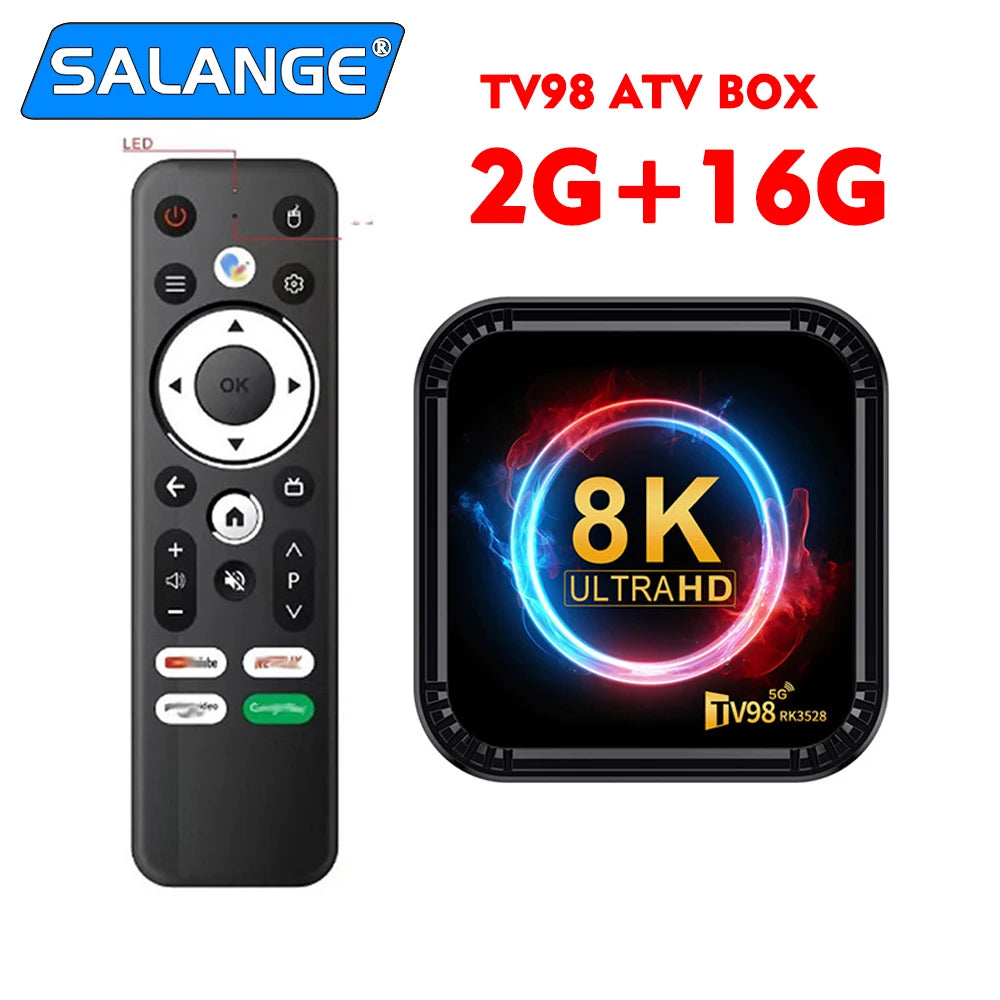 Salange TV98 ATV Ultra HD 8K Smart TV Box Android13 RK3528 2GB16GB 4GB 32/64GB Dual Wifi BT5.0 2.4G&5G Media Player Set Top Box