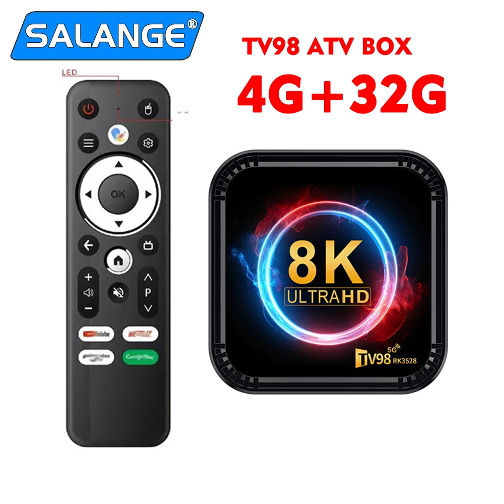 Salange TV98 ATV Ultra HD 8K Smart TV Box Android13 RK3528 2GB16GB 4GB 32/64GB Dual Wifi BT5.0 2.4G&5G Media Player Set Top Box