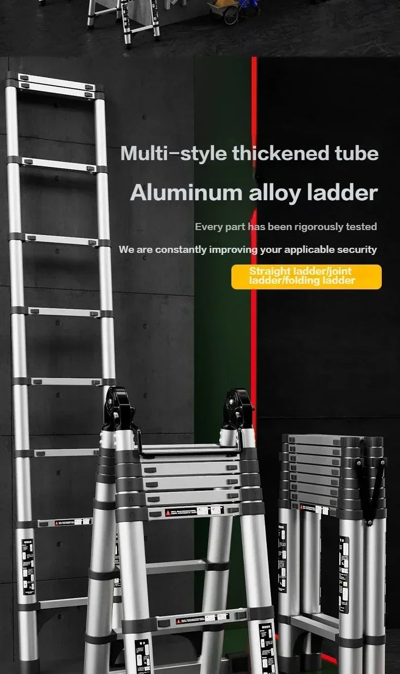 Professional Aluminum Alloy Multifunctional Telescopic Zigzag Ladder Household Staircase Indoor Lifting And Folding Ladder