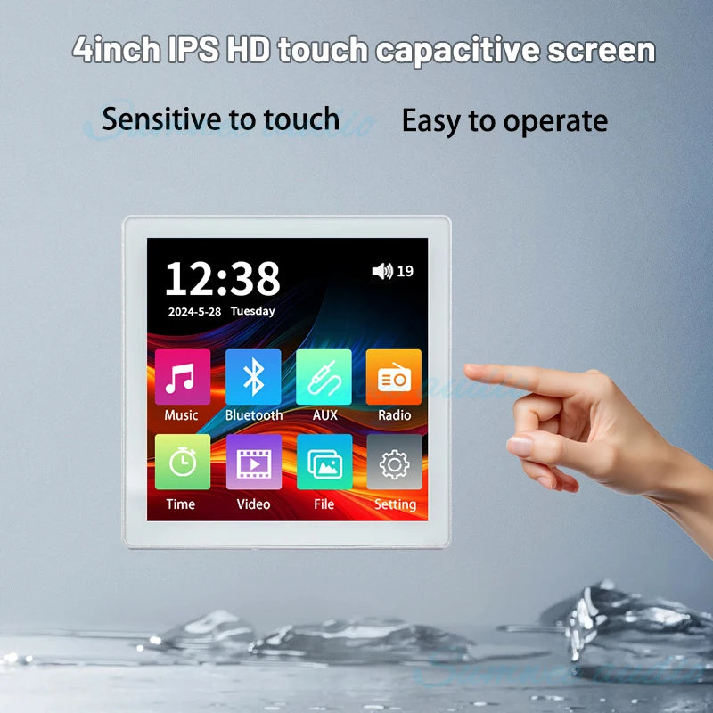 Min Wall Amplifier Bluetooth Smart Home Audio Touch Screen 4*20W Stereo Sound Music Panel background music Ceiling Speaker FM