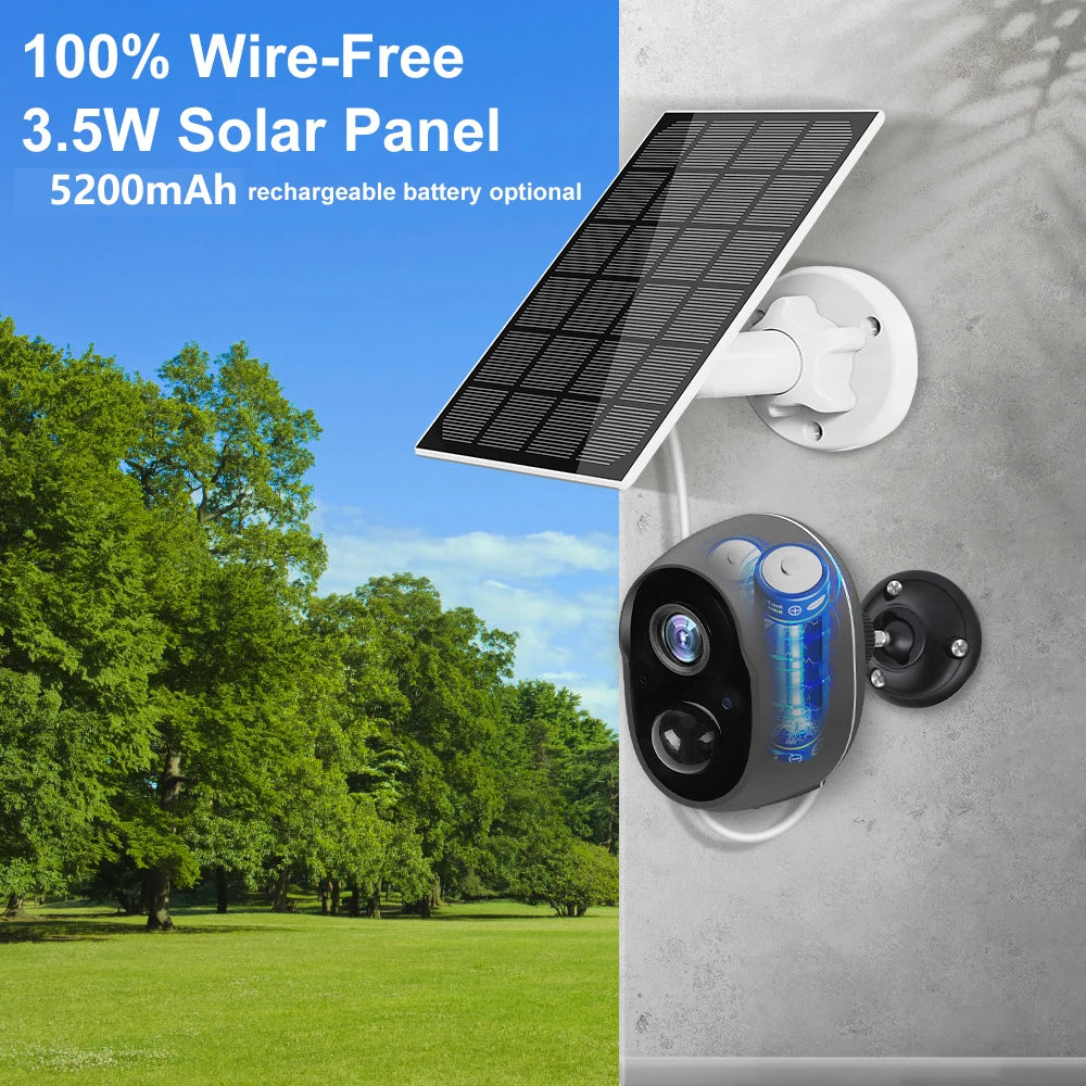 Tuya 5200mAh Rechargeable Battery Solar WiFi Security 3MP FHD CCTV 135° Wide View Angle 4X Digital Zoom Alexa Google Camera