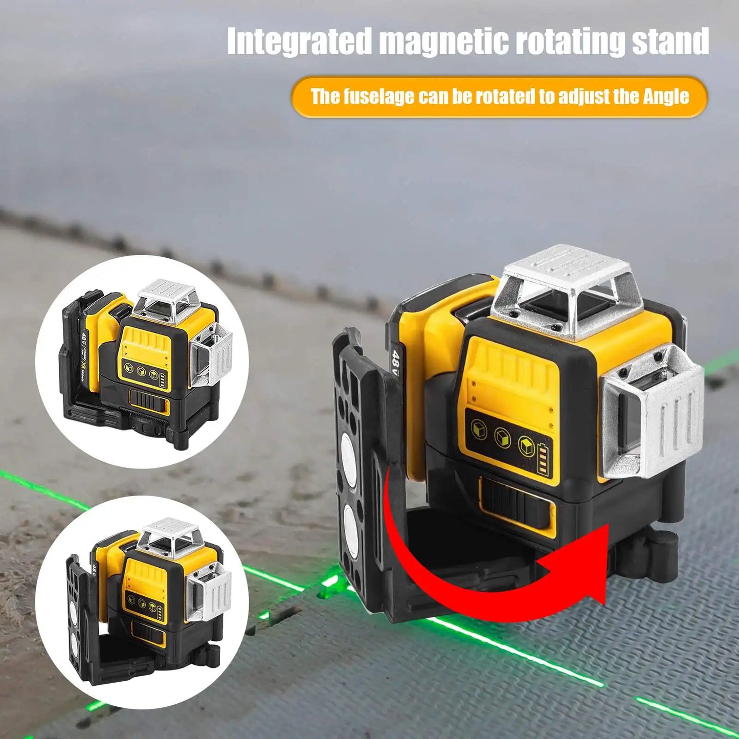 12Line 3D Laser Level Green Line SelfLeveling 360 Horizontal And Vertical Powerful Green Beam Laser Level For Dewalt 20V Battery