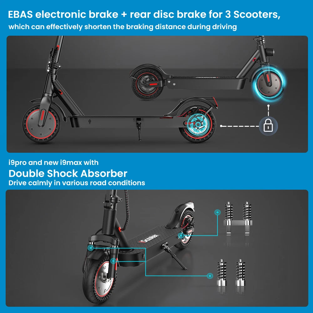 iScooter i9/i9pro/i9max Electric Scooter Adult 350/500W E-scooter 7.5/10Ah Electric Kick Scooter 8.5/10 inch New Adult Scooter