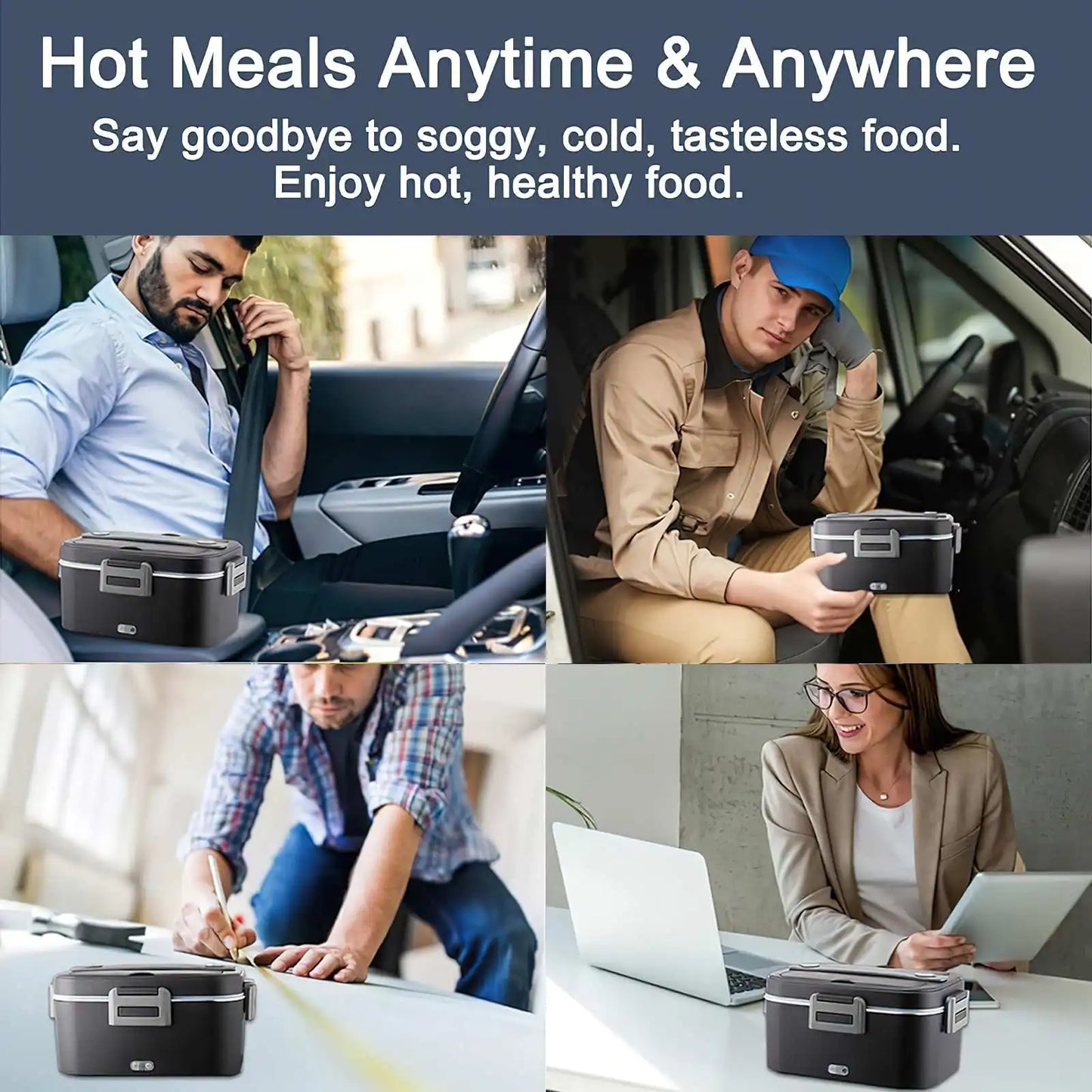 Home Car Electric Lunch Box Stainless Steel Food Heating Bento Box 12V 24V 220V Food Heated Warmer Container Set