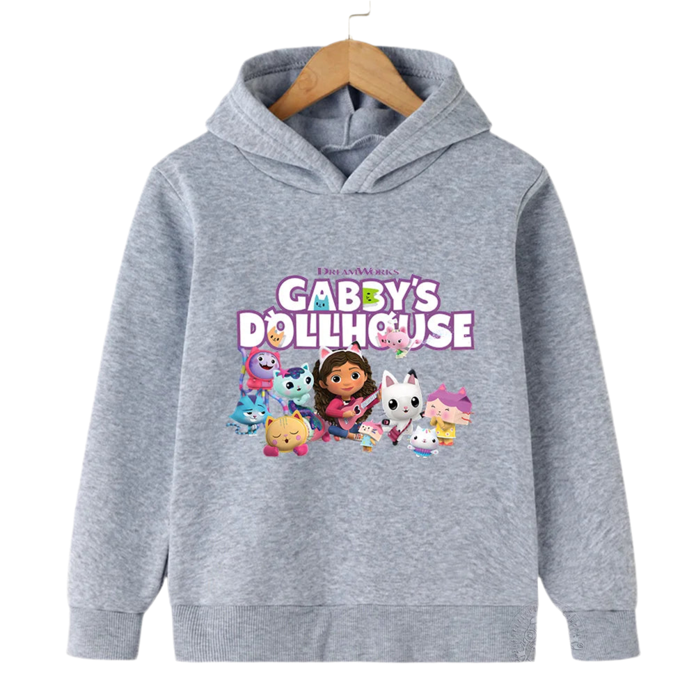 Kids Gabby Cats Hoodie Preschool Gabby Doll House Clothing Boys' Baby Long sleeved Sweatshirt 2023 Winter Children's Wear