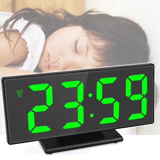 Digital Alarm Clock LED Mirror Electronic Alarm Clocks Large LCD Display Digital Table Clock with Calendar Temperature