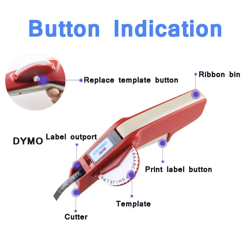 Dymo Label maker machine Dymo 1610 Manual typeprinter Dymo Manual Label Printer Manual Labeller suit for 6/9mm 3D Embossing tape