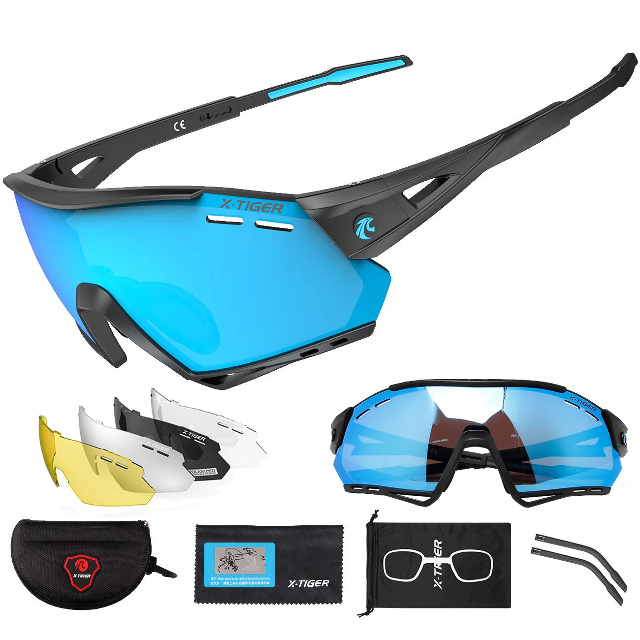 X-TIGER New Cycling Glasses MTB Bike Protection Eyewear Running Fishing Sports Men Women 5 Lens Polarized Bicycle Sunglasses