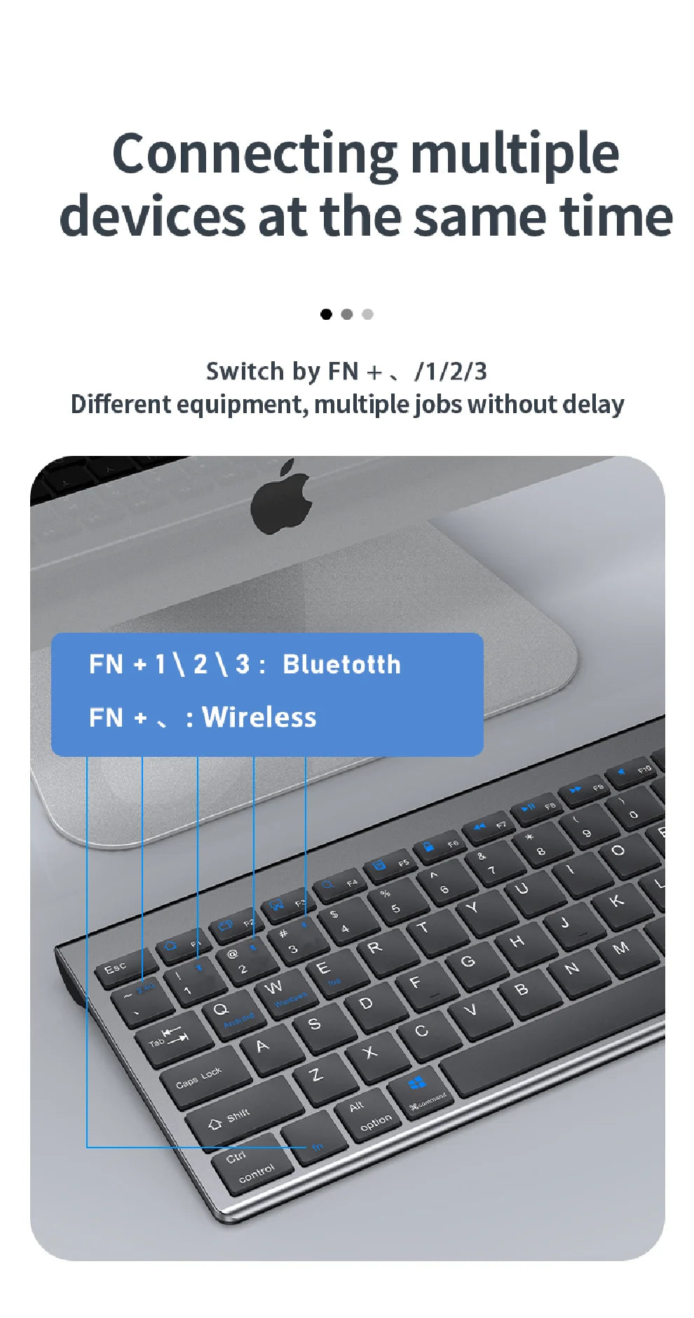 Gray Bluetooth 5.0 & 2.4G Wireless Keyboard Mouse Combo Rechargeable Full Size Wireless Keyboard for Notebook Laptop