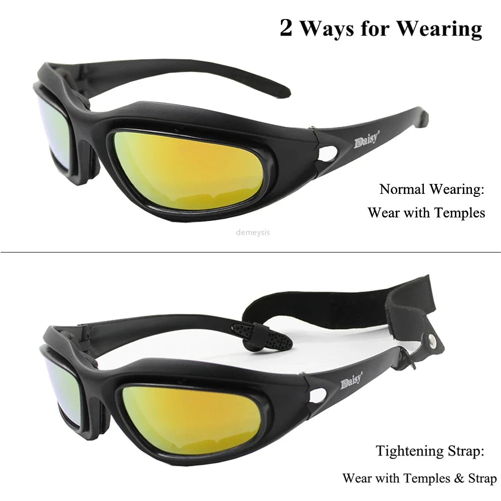 Desert 4 Lenses Goggles Outdoor UV Protect Sports Hunting Sunglasses Unisex Outdoor Hiking Tactical Glasses