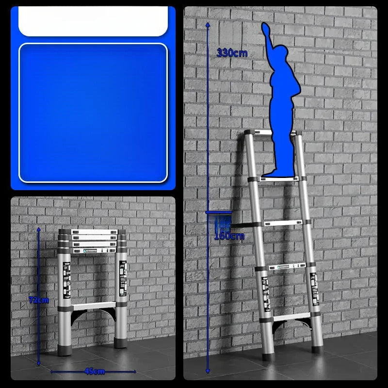 Professional Aluminum Alloy Multifunctional Telescopic Zigzag Ladder Household Staircase Indoor Lifting And Folding Ladder