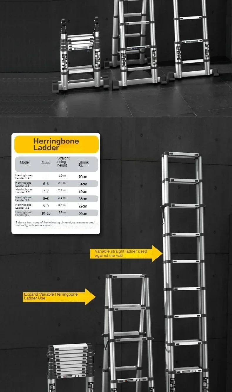 Professional Aluminum Alloy Multifunctional Telescopic Zigzag Ladder Household Staircase Indoor Lifting And Folding Ladder