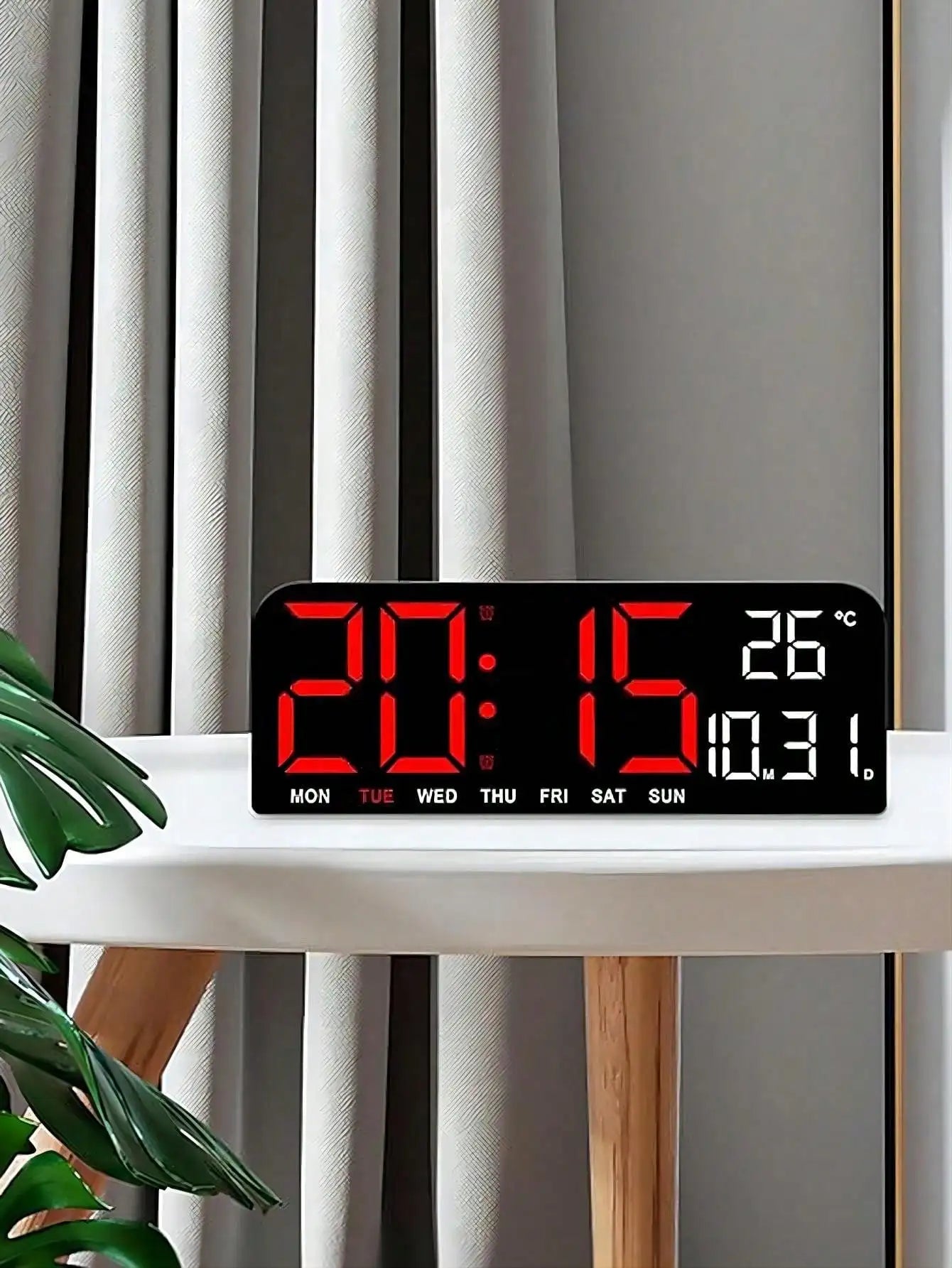 Large Screen LED Digital Bedside Alarm Clock With Temperature Calendar Electronic Table Date Display Home Decor