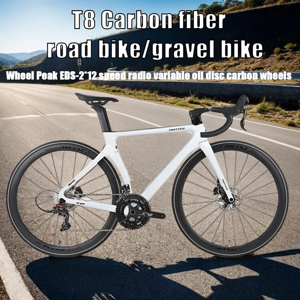 T8 carbon fiber road bike all-oil disc brakes gravel bike 22 speed Road Racing bicicleta aldult racing ultra-light City Bicycle