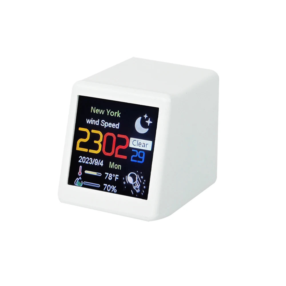 MINI Size Smart WIFI Weather Station Clock for Gaming Desktop Decoration. DIY Cute GIF Animations and Electronic Album function