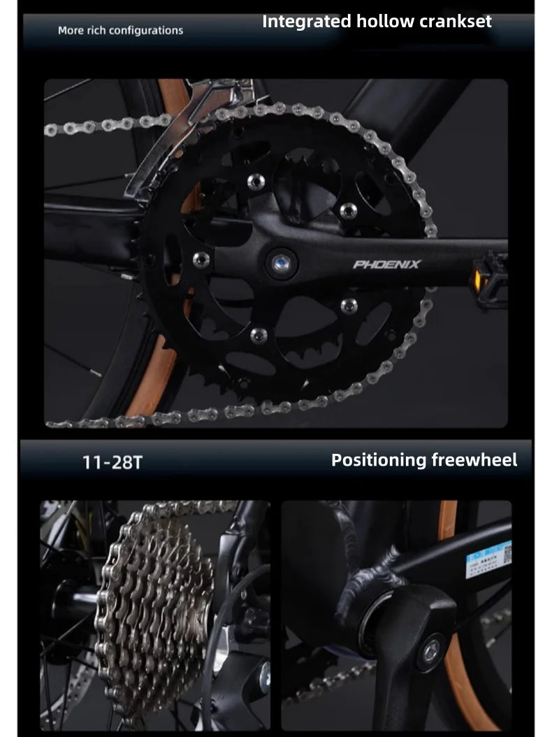 18 Speed Road Bike Gravel Bikes Aluminum Alloy Frameset Hydraulic Disc Brake 32mm Racing Bicycle Wheelset 700x28C