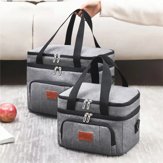 Multifunctional Double Layers Tote Cooler Lunch Bags for Women Men Large Capacity Travel Picnic Lunch Box with Shoulder Strap