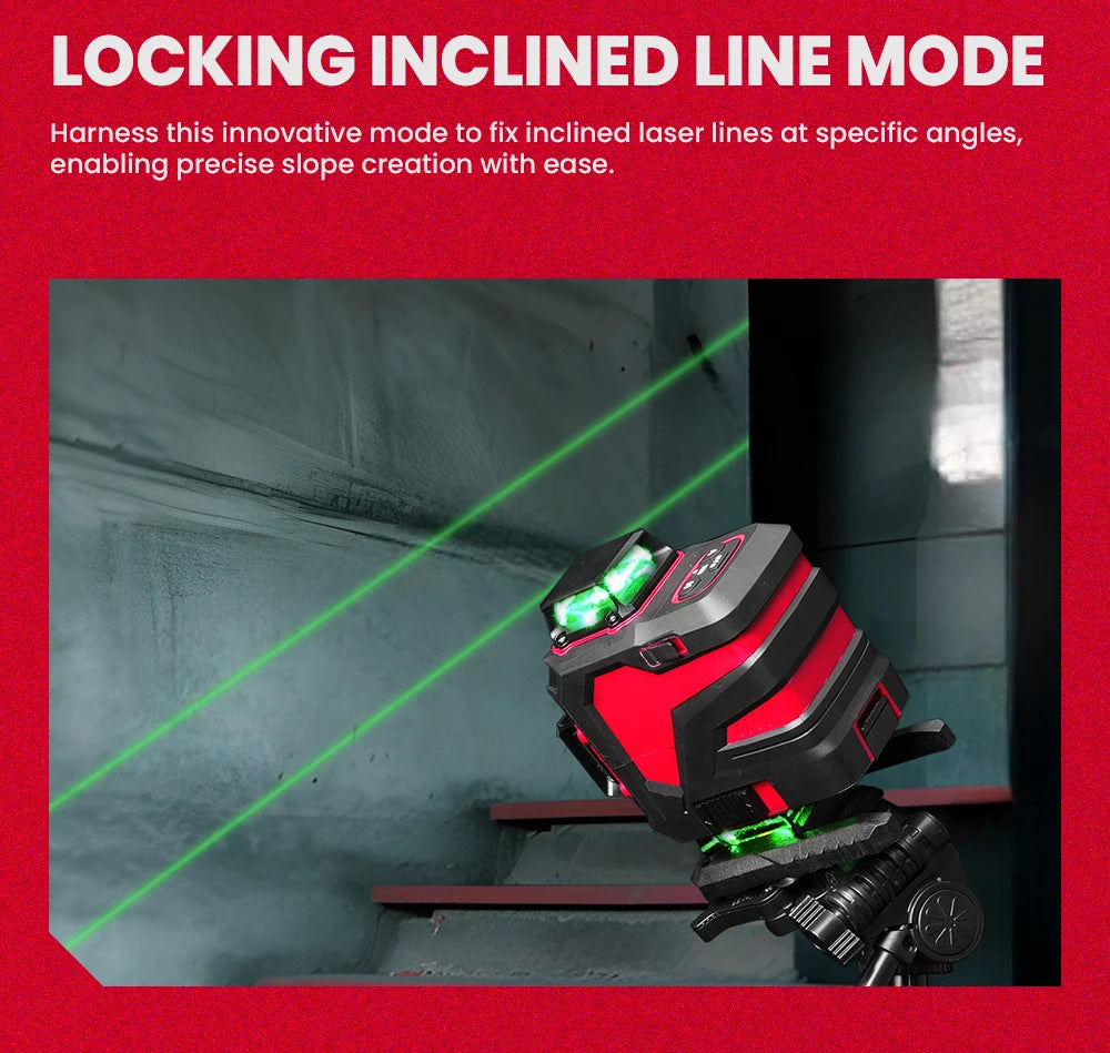 YEVOLT YVGLL4XS16 Seires 4-Plane Green Laser Level 4D 16 Lines Remote Control Self-Leveling Machine Horizontal & Vertical Tools