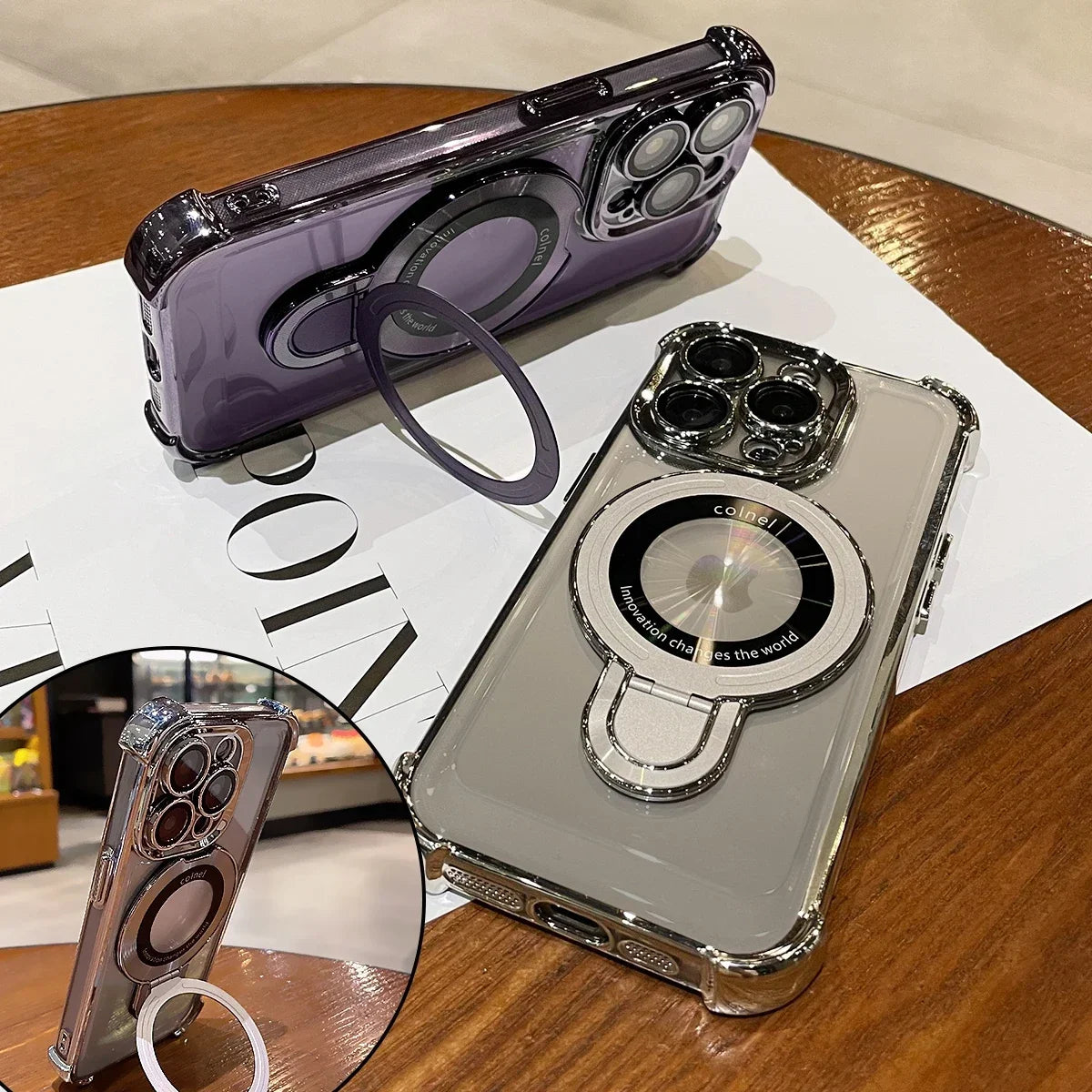 Luxury Plating Shockproof Magnetic Bracket Case For iPhone 15 16 11 12 13 14 Pro Max Plus XR For Magsafe With Holder Stand Cover