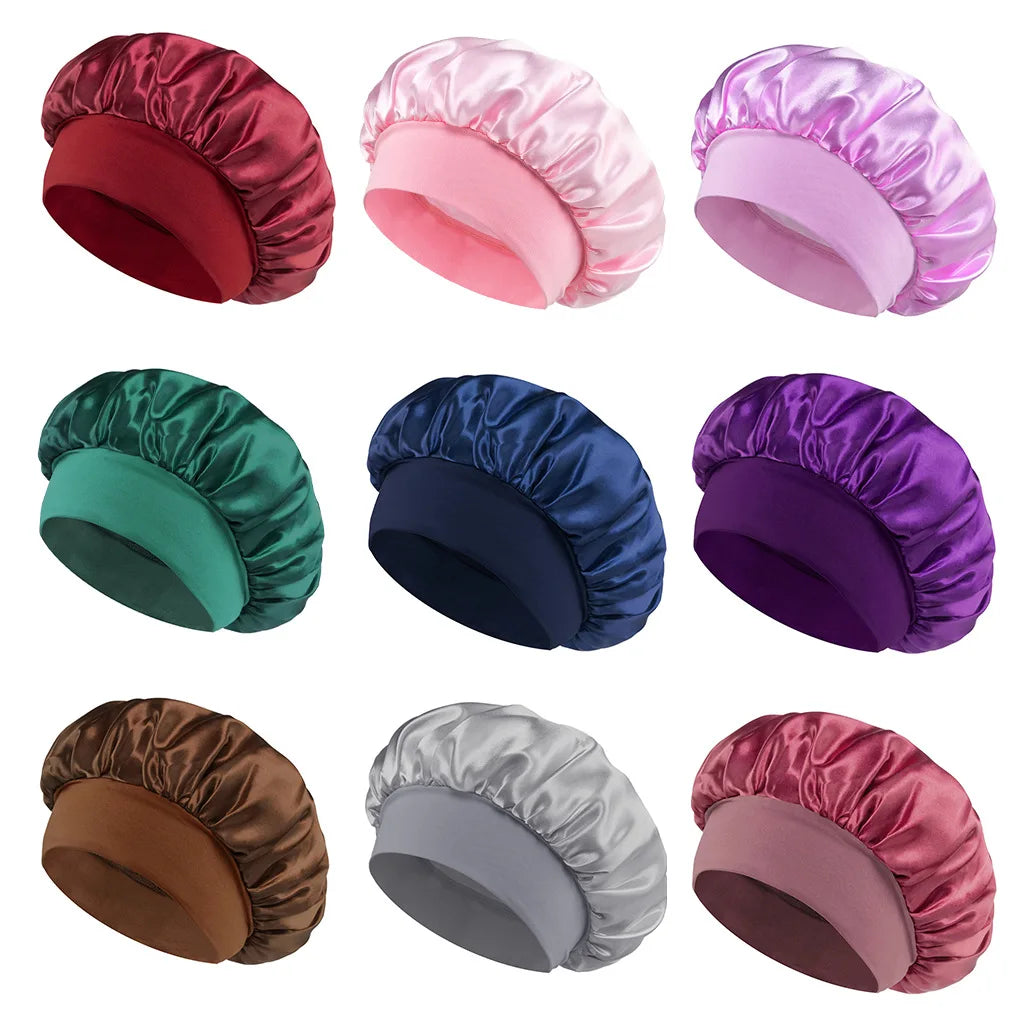 Large Satin Bonnet,Silk Bonnet Hair Wrap for Sleeping, Sleep Cap With Elastic Soft Band, Big Bonnets for Women Hair Care