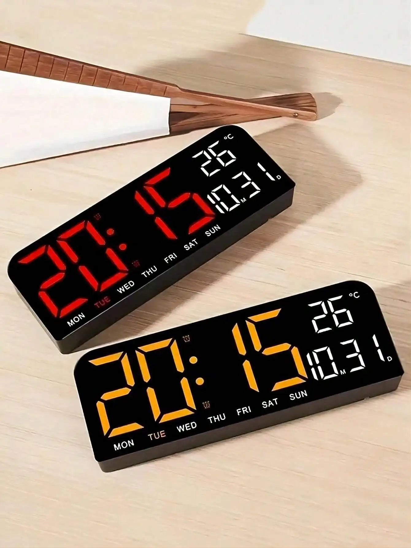 Large Screen LED Digital Bedside Alarm Clock With Temperature Calendar Electronic Table Date Display Home Decor