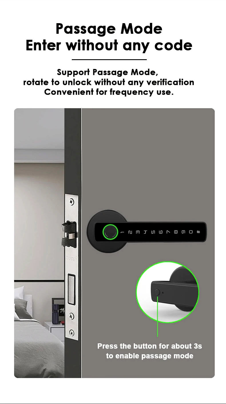 RAYKUBE Tuya BLE Fingerprint Door Lock Digital Electronic Lock with Password/Key/IC Card/ Smartlife/ Tuya APP Unlock