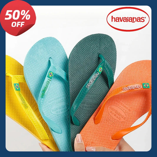 Outdoor Havaianas men's slippers solid color rubber anti slip men's word slippers